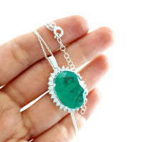 Ladies Necklace 925 Silver Paraiba Tourmaline Turkish Jewelry Gift For Her - Wholesale Turkish Jewelry Manufacturer Silver Gold
