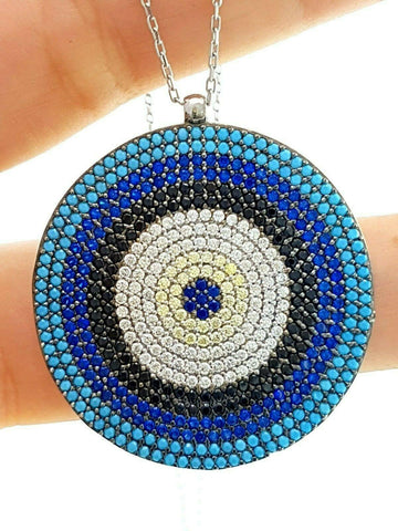 Diamond Evil Eye Charm On Multi Color Beaded Necklace – SENA Lifestyle  Studio